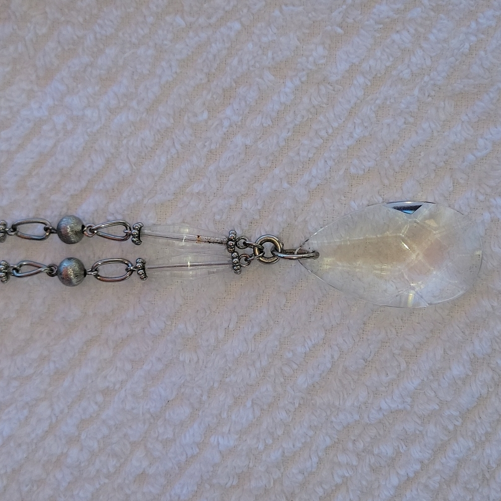 Lia Sophia Long Silver & Crystal Necklace!!